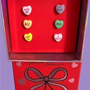 Betsey Johnson Candy Heart Earring 6 PC Set
